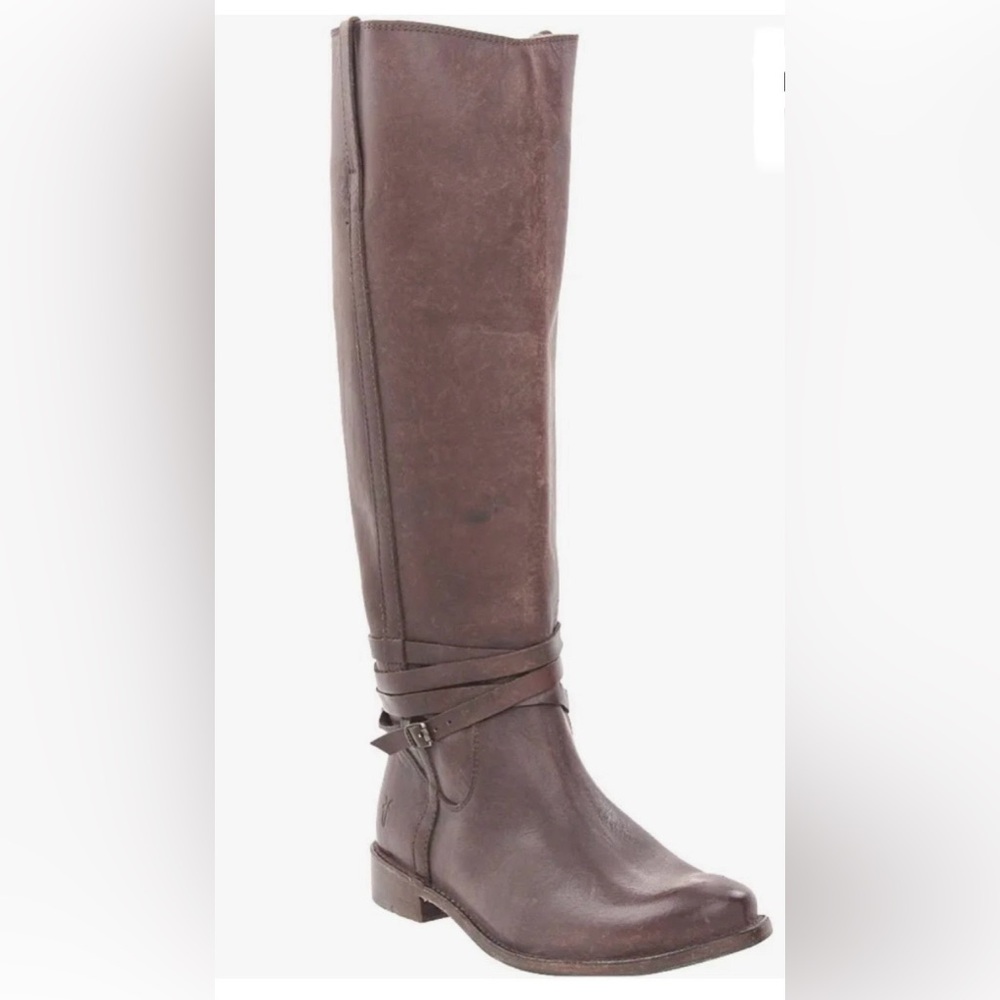 Frye Women’s Distressed Shirley, Pull On Leather Boots, Size 8 1/2, Dark Brown